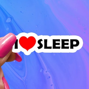 I Love Sleep, I Heart Naps Funny Saying Sticker, Funny Sticker, Funny Sticker, Water Bottle Stickers, Laptop Decal