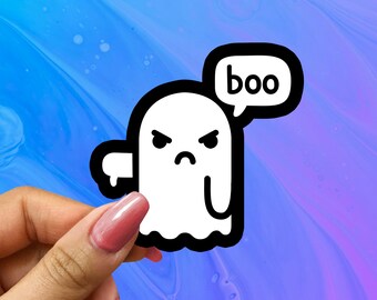 Disapproving Ghost Vinyl Sticker: Funny Halloween Decal