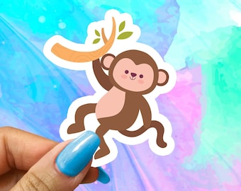 Cute Monkey Stickers, Cute Animal Stickers, Vinyl Laptop Stickers, Water Bottle Sticker, Aesthetic Stickers