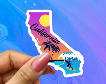 California Map Sticker: Glossy Vinyl Decal for Laptop, Water Bottle