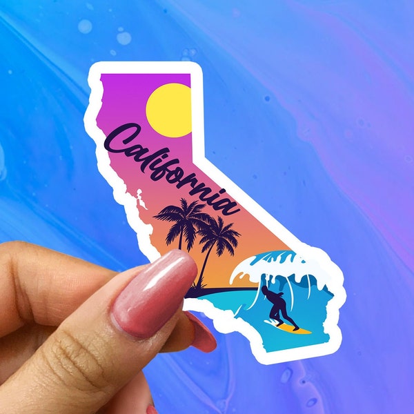 State of California Stickers, California Map Decal, Cute Water Bottle Stickers, Vinyl Laptop Stickers, Aesthetic Stickers