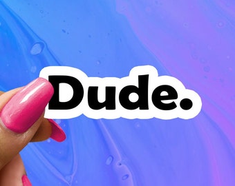 Dude. Glossy Vinyl Sticker: Funny Laptop Decal