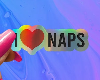 I Heart Naps Sticker: Funny Saying, Water Bottle or Laptop Decal