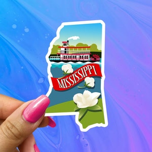 Mississippi State Sticker, Mississippi Decal, State Laptop Stickers, Waterproof Vinyl Stickers, Aesthetic State Stickers