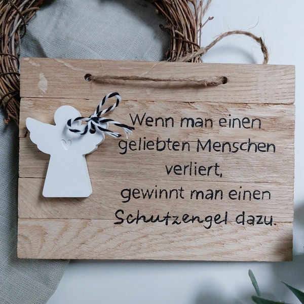 Trauer Geschenk Schutzengel Holzschild Spruch Trost