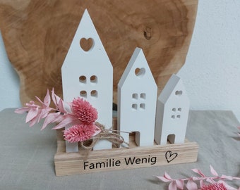 personalisierte Häuser | Dekohäuser Name | Familiengeschenk | Hochzeitsgeschenk | Geschenkidee | Dekoration | Skandi Hygge | Trockenblumen
