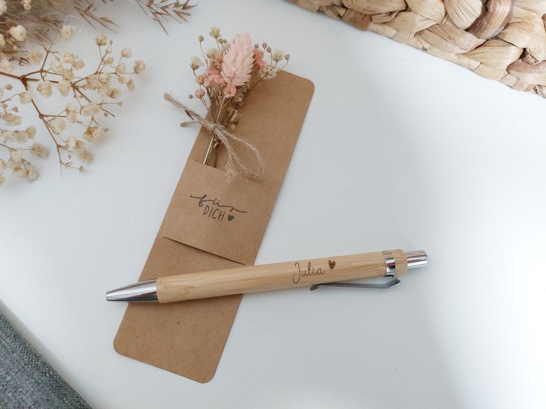 Kugelschreiber personalisiert mit Geschenkverpackung Gravur Bambus Geschenkidee Bild 5