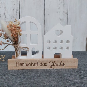 Deko Häuser Set Raysin Häuschen Haus auf Holzleiste Geschenkidee Geschenkset, Einzugsgeschenk, Hochzeitsgeschenk Richtfest Bild 7
