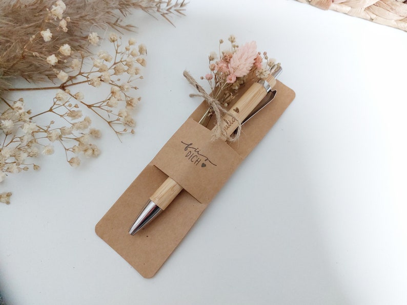 Kugelschreiber personalisiert mit Geschenkverpackung Gravur Bambus Geschenkidee Bild 2