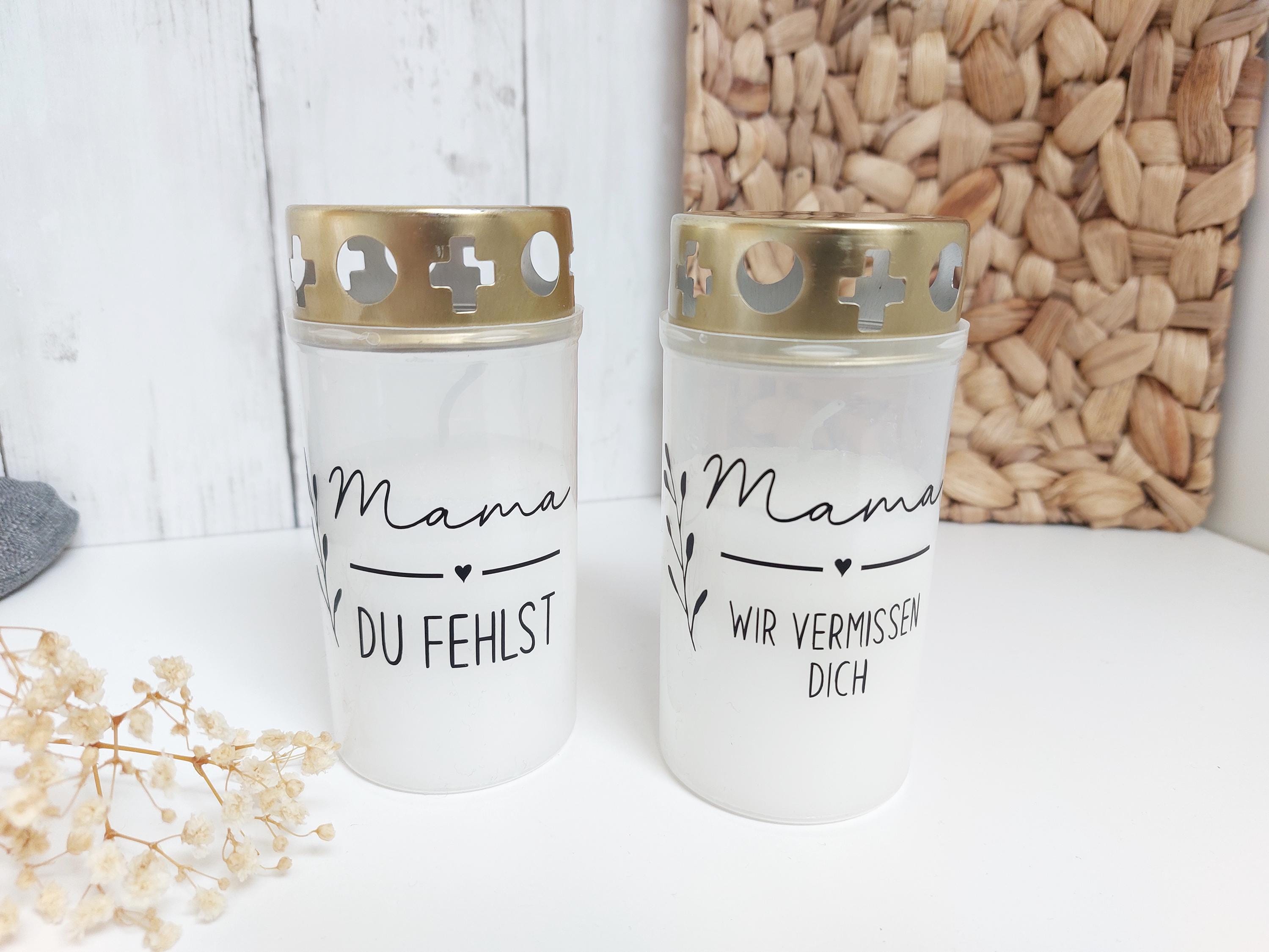 Personalisierte Grabkerze | Trauer | Trostlicht | Beerdigung Tod Grabschmuck