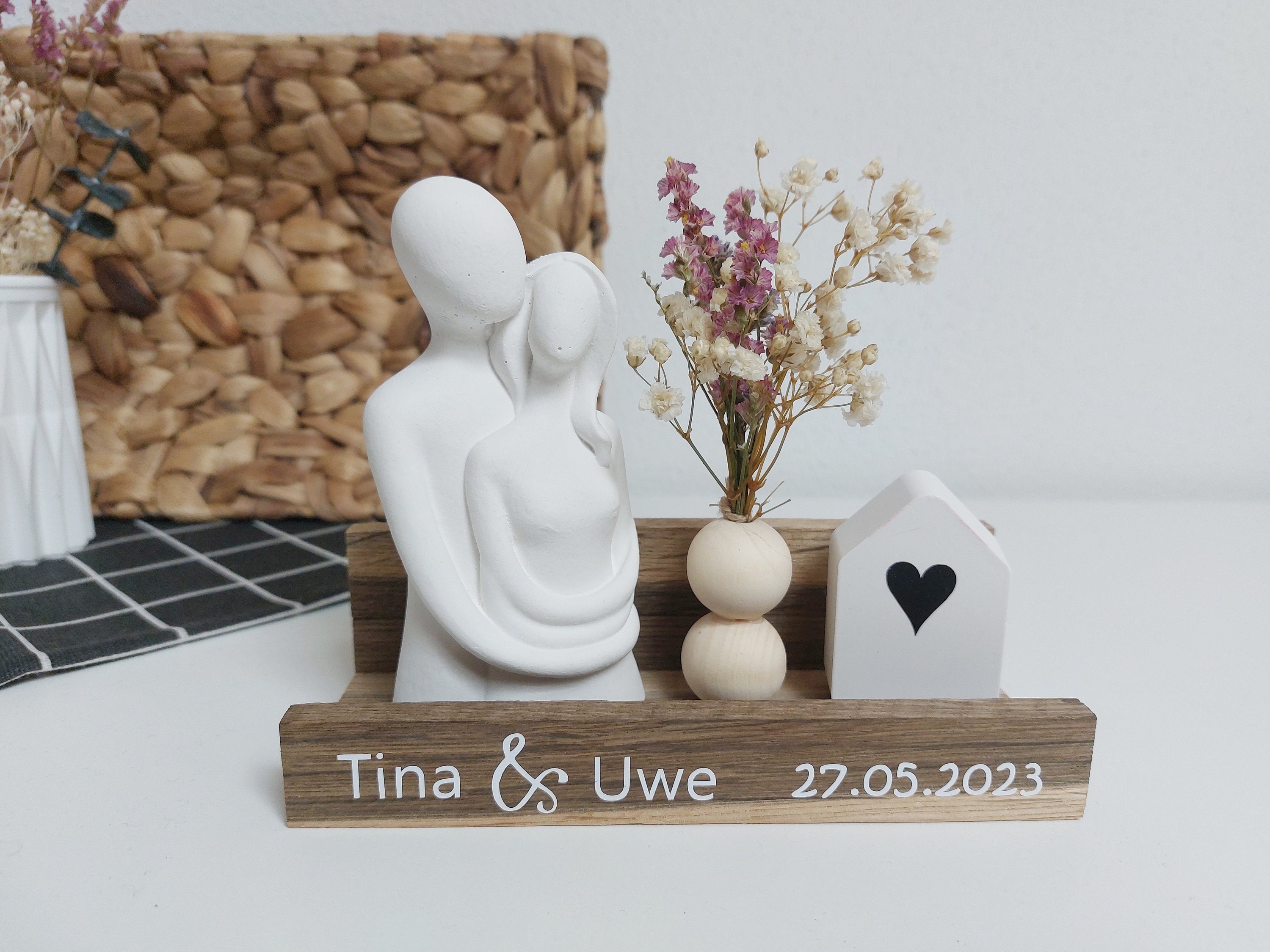 Küssende Paar-Statue Aus Kunstharz – 11x10x20 Cm, Goldfarben Für Valentinstag & Hochzeit