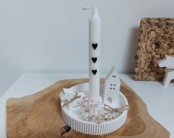 Kerzenteller mit Rillen aus Raysin Kerzenschale Kerzenständer Skandi Tischdeko Dekoration