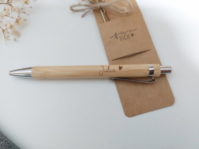 Kugelschreiber personalisiert mit Geschenkverpackung Gravur Bambus Geschenkidee Bild 3
