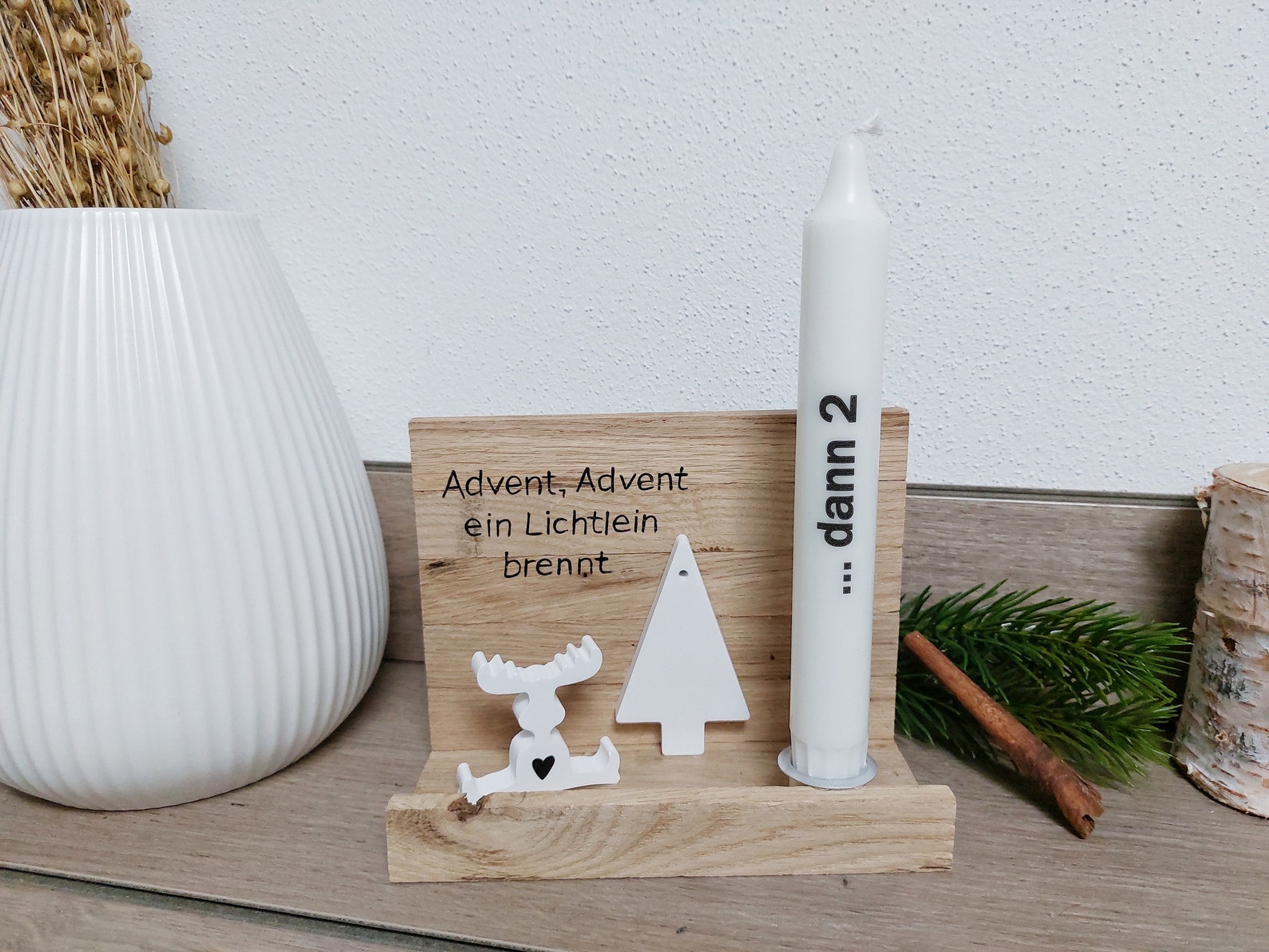 Adventskranz aus Holz mit 5 Stabkerzen Raysin Tannenbaum Etsy.de