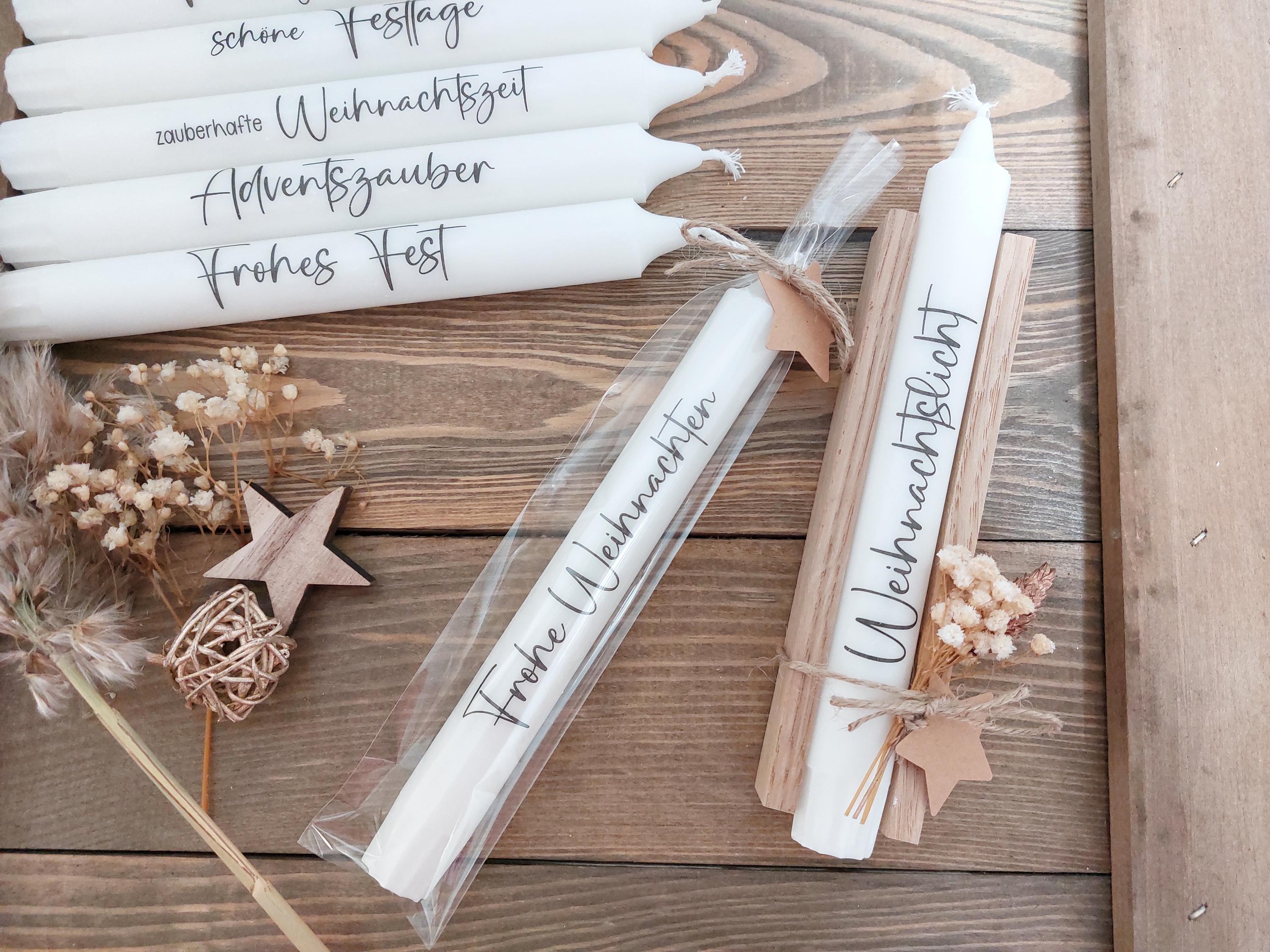 Stabkerze Weihnachten - einzeln oder mit Geschenkverpackung