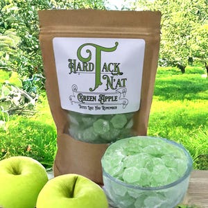 Green Apple Hard Tack Candy, Old-Fashioned Handmade Glass Candy, Traditional Treat, Vintage Candy Gift for Birthday, Teacher, Grandparents