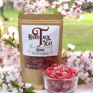 Cherry Hard Tack Candy Old-Fashioned Handmade Glass Candy, Traditional Treat, Vintage Candy Gift for Birthdays, Teachers, and Grandparents