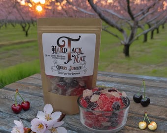 Cherry Jubilee Hard Tack Candy – Black, Red, and White Cherry, Handmade Rock Candy, Old-Fashioned Treat, Spring, Grandparent Gift
