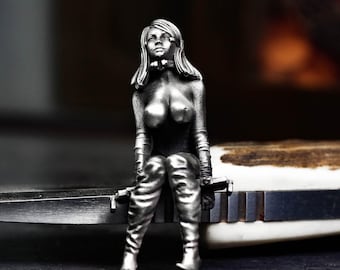 Cyberpunk Machine Girl 925 Silver Pendant: Handmade Silver Necklace, Mechanical Body Jewelry