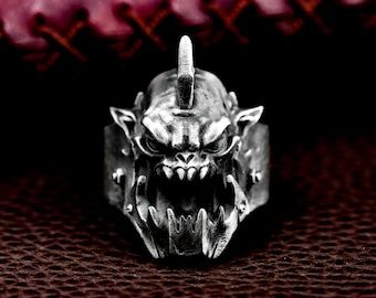 Cyber Beast Warrior 925 Silver Ring - Futuristic Creature Handmade Jewelry - Sci-Fi Tribal Statement Ring
