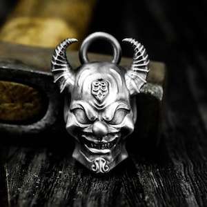Evil Hell Clown 925 Silver Pendant - Sinister Gothic Clown Spirit Design - Men’s Horror Evil Spirit Skull Pendant