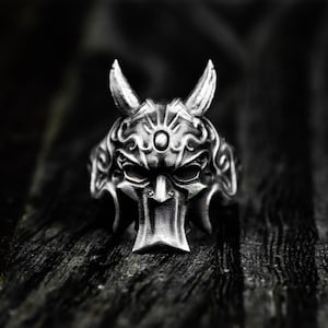 Pale Horseman of Apocalypse 925 Silver Ring - Death Rider with Gothic Armor Hollow Eyes - Ominous Revelation Knight Ring of Doom and Silence