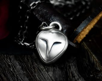 Pendentif en argent 925 avec hibou au visage rond - Bijoux fait main oiseau minimaliste - Collier animal simple - Fait main