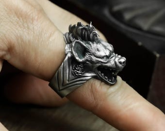 Mad Hyena 925 Silver Ring: Gothic Animal Jewelry for Men - Etsy