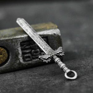 Mayan Ritual Sword 925 Silver Pendant – Tribal Patterned Handmade Necklace – Ancient Ceremonial Blade-Inspired Statement Jewelry