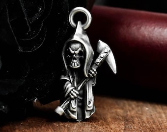 Collana Gotica Con Ciondolo Grim Reaper – Peltro Argento Falce NK-38 Made In USA