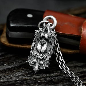 Sleeping Nun 925 Silver Pendant Necklace - Gothic Seal Tag with Veiled Serenity and Silent Faith - Symbolic Relic of Solitude and Sacred