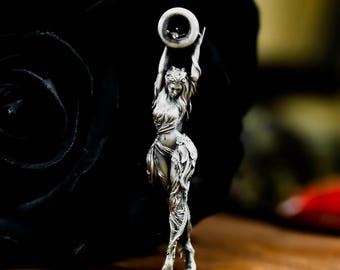 Blossom Nymph 925 Silver Pendant Necklace - Elf Girl Dancing Pendant - Enchanted Goddess Totem of Nature, Grace, Feminine Magic