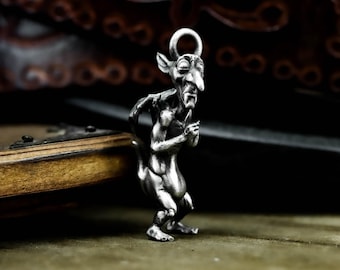 Timid Goblin 925 Silver Pendant: Shy Yokai Anime Monster Necklace