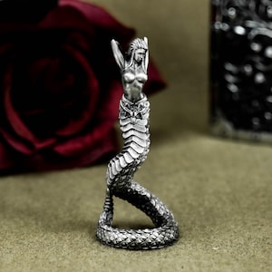 Snake Goddess S925 Silver Pendant - Mythical Serpent Goddess Design Handmade Silver Pendant -Unique Feminine Snake Pendant Jewelry for Women