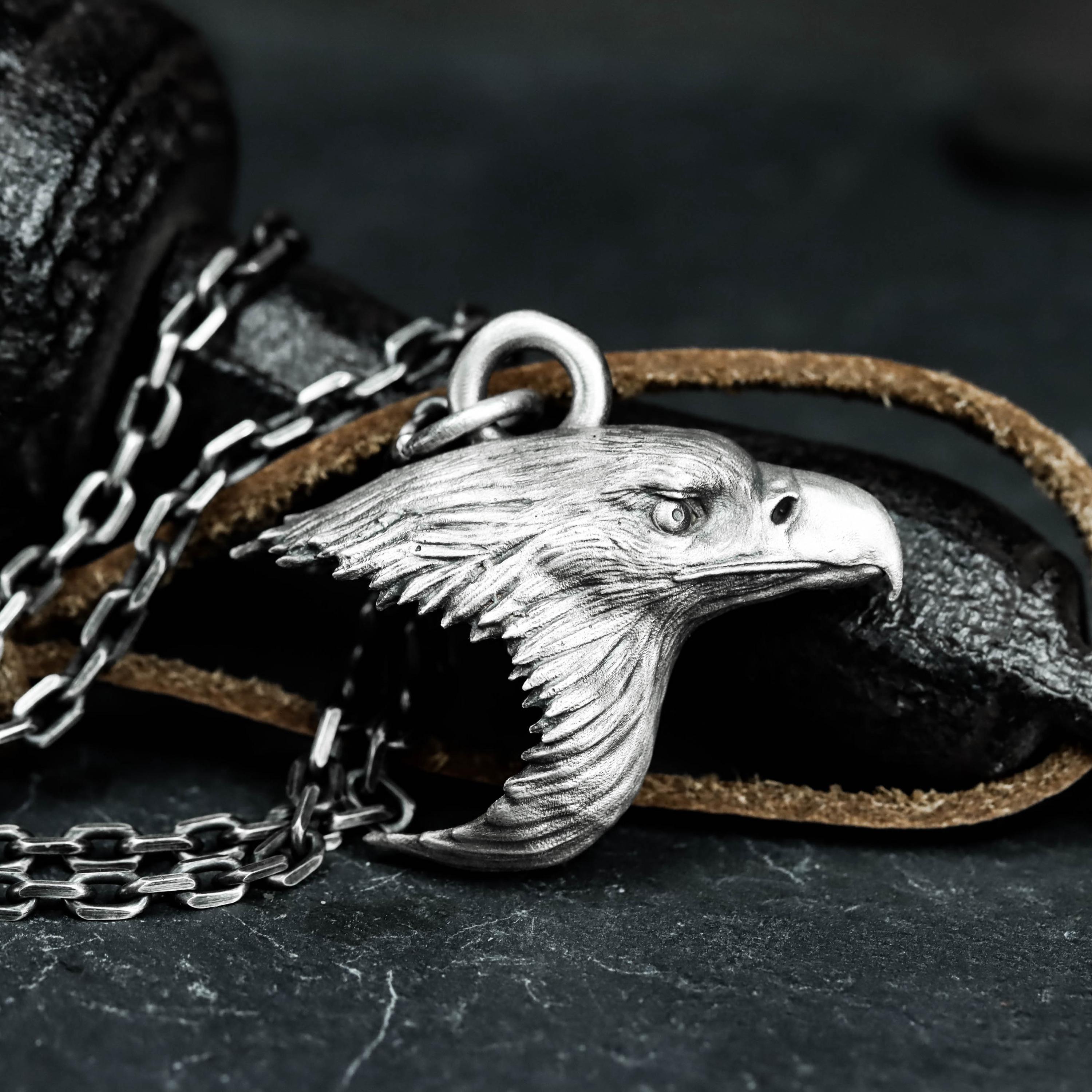 Bald Eagle Head 925 Silver Pendant - Majestic Bird Jewelry