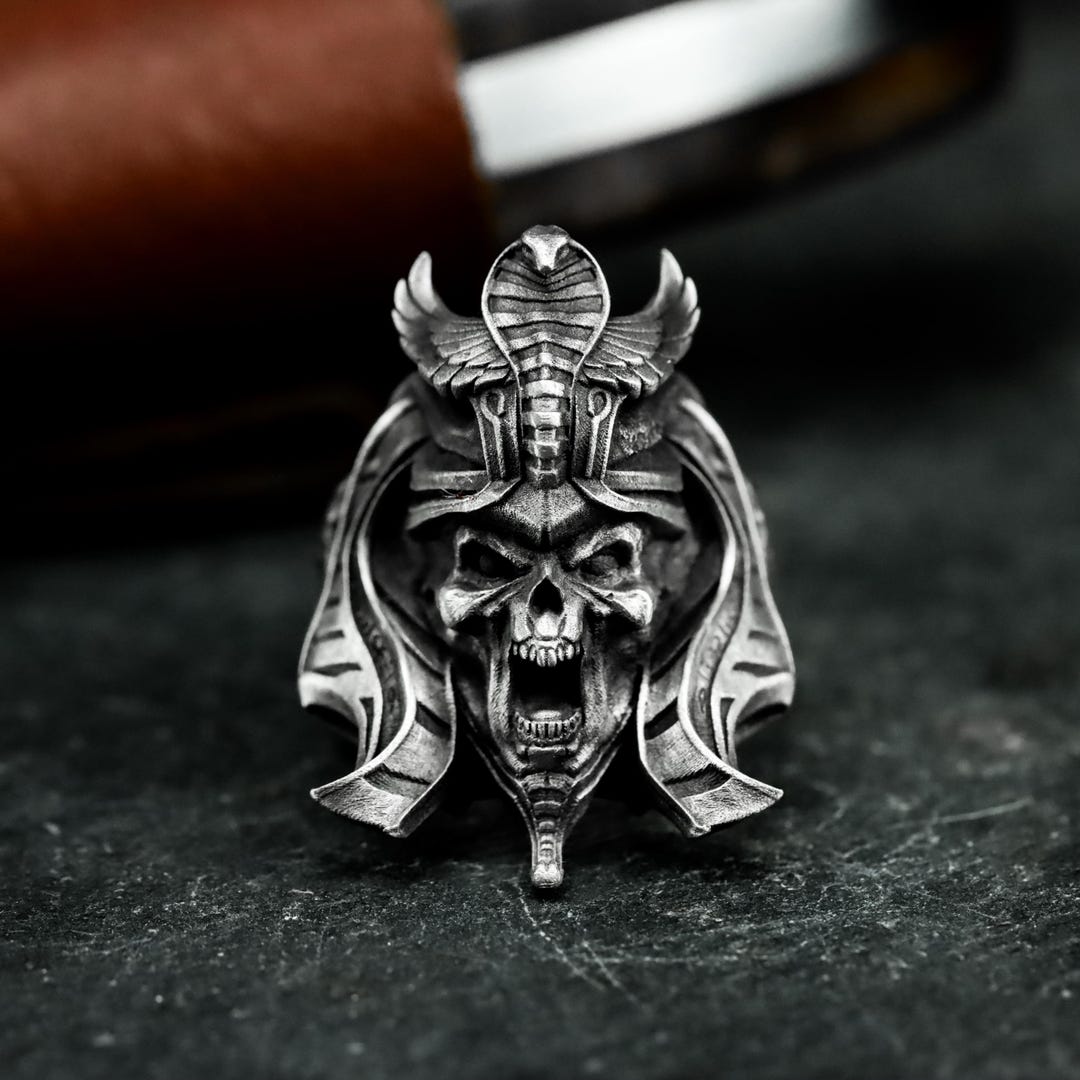 Pyramid Pharaoh Totem 925 Silver Ring - Ancient Egyptian Symbol ...