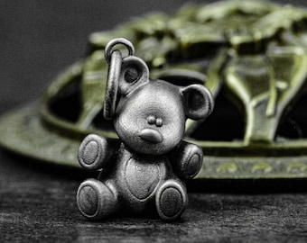 Teddy Bear 925 Silver Cremation Urn Necklace - Childhood Keepsake Pendant