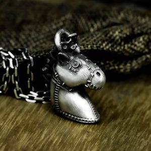 Donkey Puppet 925 Silver Pendant Necklace - Arabian Nights Inspired Fairytale Animal Charm - Whimsical Storybook Donkey Magic Tale Spirit
