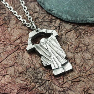 Rough irregular carved geometric pendant necklace / suitable for men, suitable for father&#39;s gift / rustic silver tag / custom tough necklace