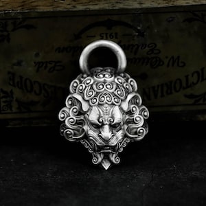 Mythical Qilin Beast 925 Silver Pendant Necklace - Chinese Totem Lion Creature Talisman - Symbol of Power and Luck in Eastern Culture
