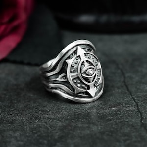 Cyber Eye 925 Silver Ring: Futuristic Sci-Fi Horror Totem