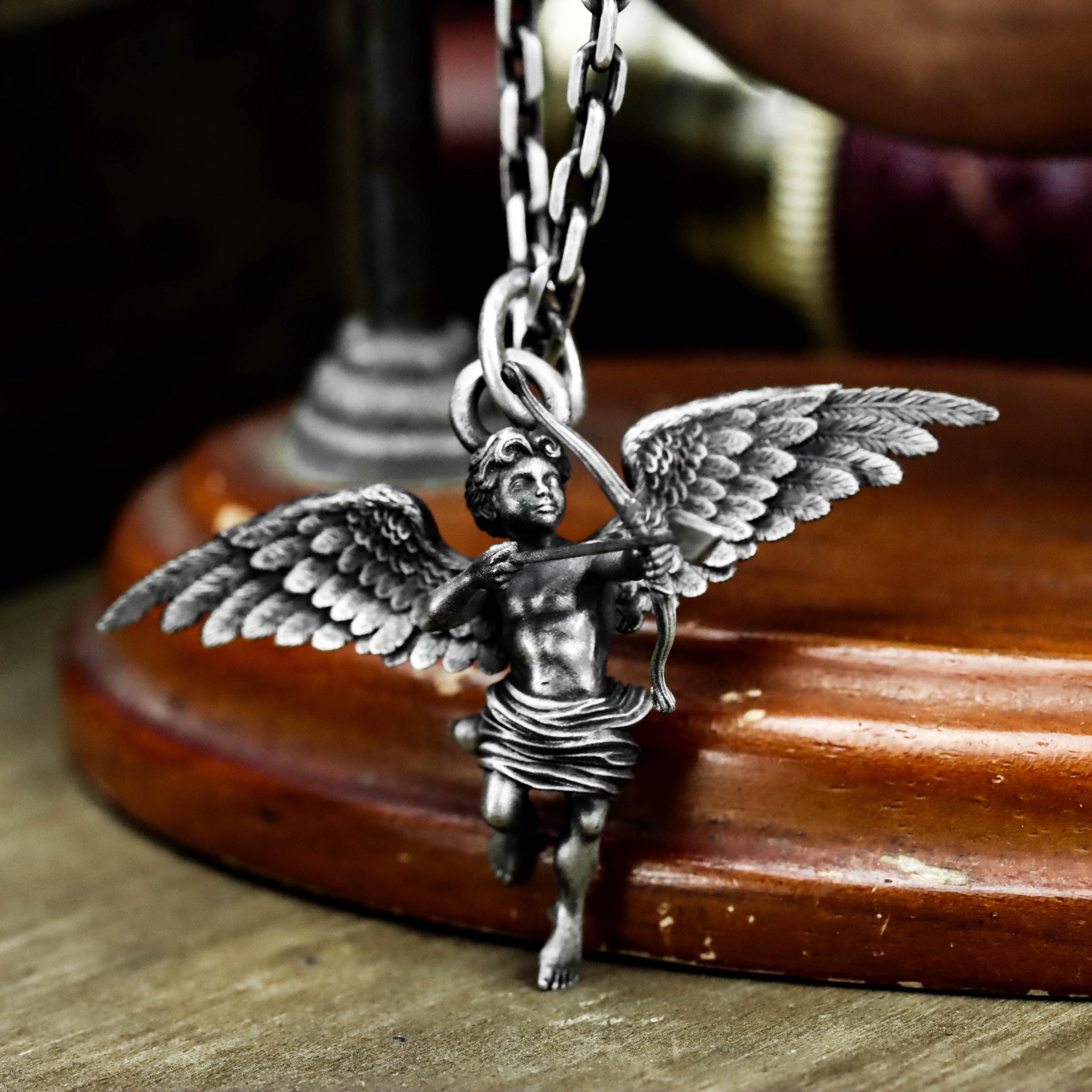 Cupid Archer Angel 925 Silver Pendant - Love Arrow Jewelry