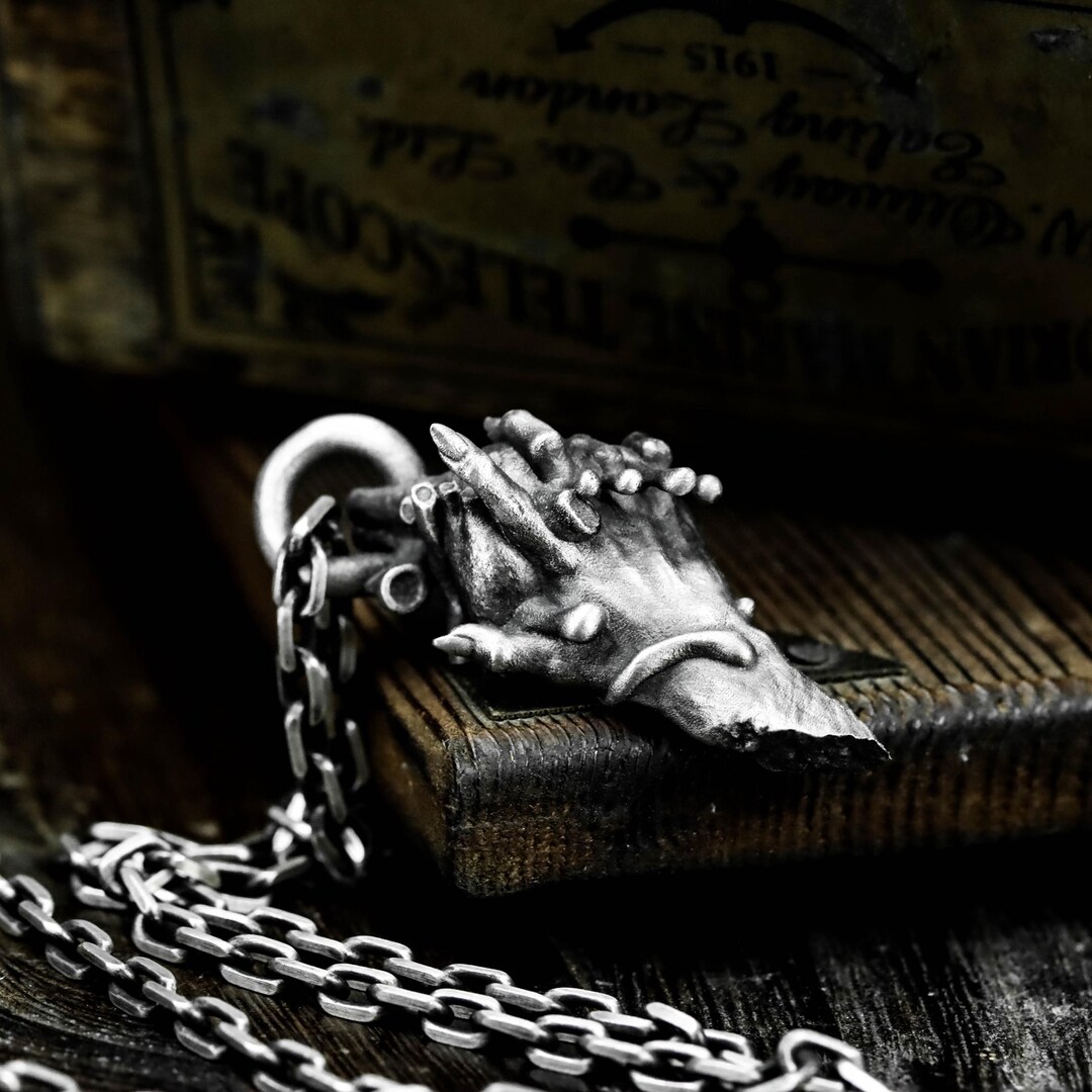 Ripped Heart Ghost Hand 925 Silver Pendant: Gothic Horror Jewelry - Etsy