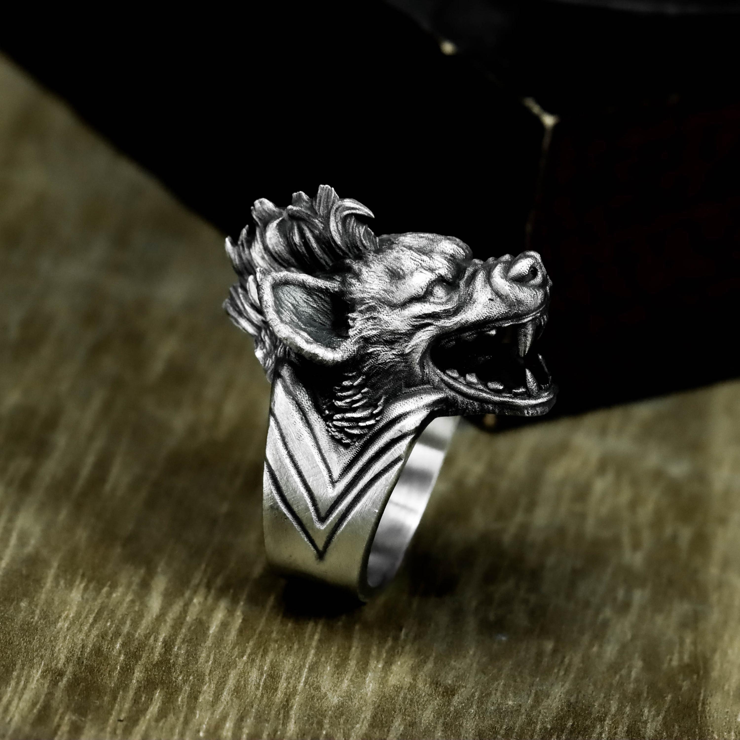 Mad Hyena 925 Silver Ring: Gothic Animal Jewelry for Men - Etsy