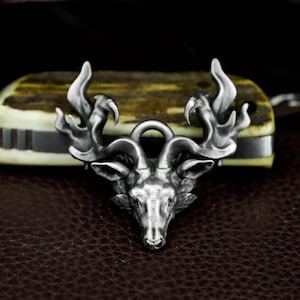 Deer Spirit 925 Silver Pendant Necklace - Forest Guardian Totem with Antlers Pendant - Nature Elf Inspired Animal Amulet Handmade Gift