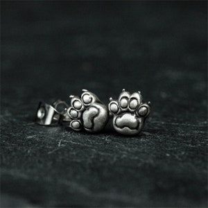 Ein Paar Katzen 925 Silber Ohrringe, Katzenpfote Silber Ohrringe, TierPfote Ornament Geschenk Ohrringe