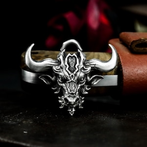 Bull Head Totem 925 Silver Pendant Necklace - Bull Animal Gothic Silver Pendant - Viking Style Totem Celtic Handmade Jewelry