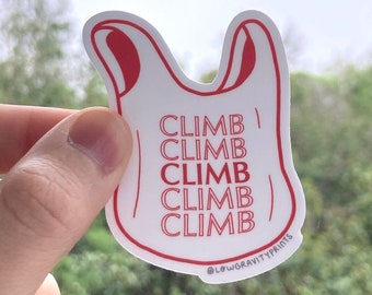 Climbing Bag Sticker: climber sticker, chalk bag, water bottle, gift for rock climbing, boulder outdoors, thank you bag climbs, climbersrock