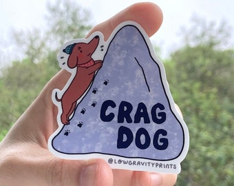Crag Dog Sticker: boulder outdoor, cragdogs, climbing with dogs, dog lover, bouldering life, puppy, dachshund bouldering, pets lover gifts