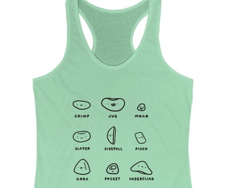 Climbing Holds - Women's Racerback Tank Top - Yoga, Rock Climber, Top Rope, Outdoors, Trad, Bouldering, Women Climbers, Workout, Lightweight